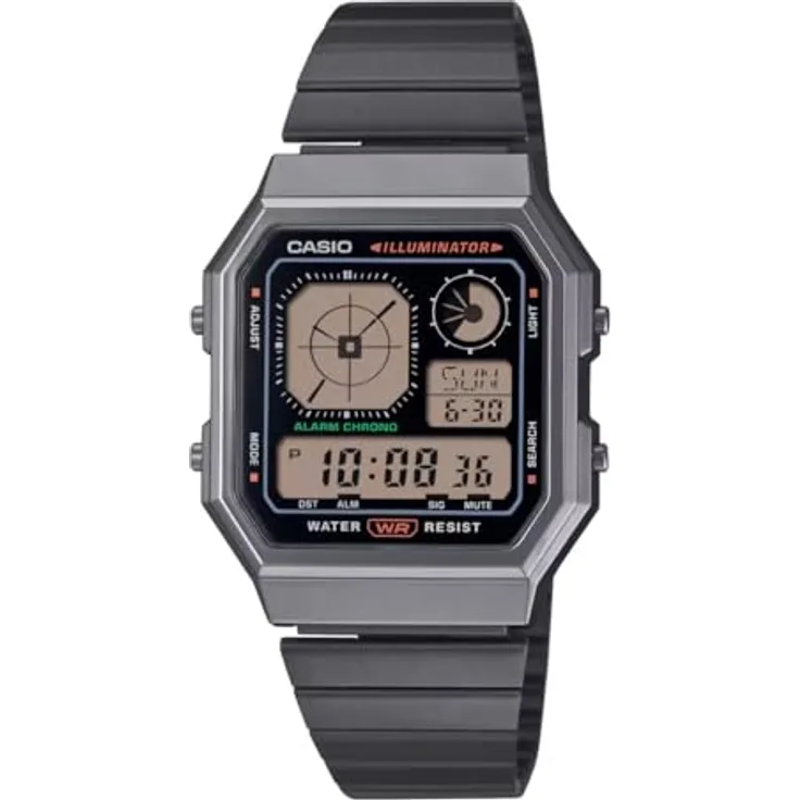 CASIO VINTAGE A130WEGG-1AEF, digitaler Chronograph, Quarzuhr mit Edelstahlarmband, für Damen und Herren