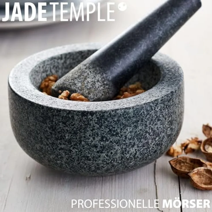 JADE TEMPLE 17036 Steinmörser mit Stössel, Granit,grau 14.5 x 16.5 x 16.5 cm – Bild 4