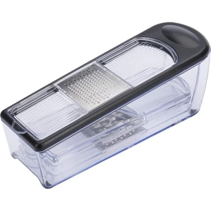 Westmark Turmreibe mit 3 Reibeflächen und Auffangbehälter, Höhe: 23,5 cm, Rostfreier Edelstahl-Kunststoff, Technicus-Trio, Silber-Schwarz-Transparent, 14332270 – Bild 3