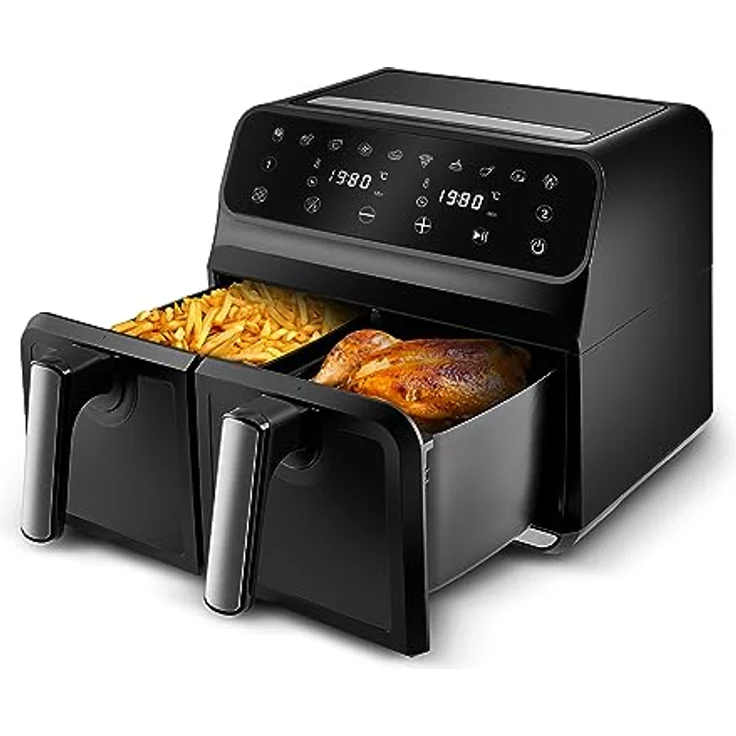 Karaca Multifry XXXL 4+4 Liter Digital Twin Twin Airfryer - Gesündere und Köstliche Zubereitung von Mahlzeiten für die Ganze Familie - 1700 W Leistung und 360-Grad-Luftzirkulationstechnologie – Bild 5