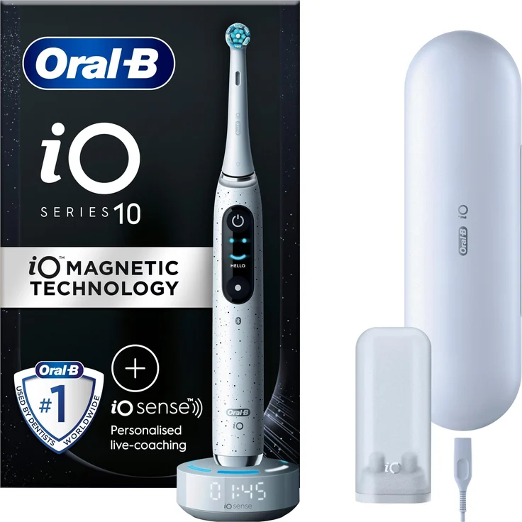 Oral-B iO 10, Elektrische Zahnbürste mit Echtzeit-Feedback, Mikrovibrationen und KI-Positionserkennung