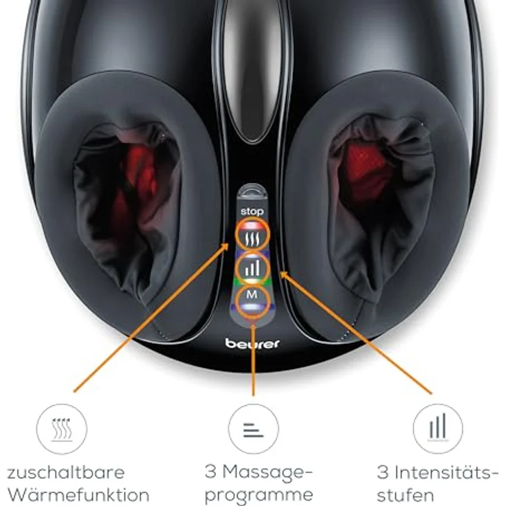 Beurer FM 90 Fußmassagegerät, mit Luftkompressionsmassage, Wärmefunktion, drei Shiatsu-Massage Kombinationen – Bild 5