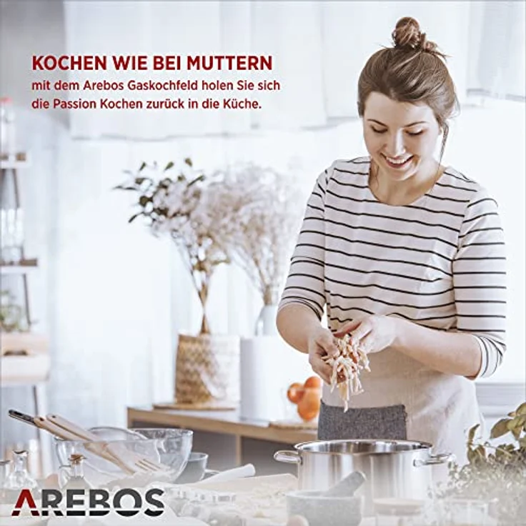 AREBOS Gaskochfeld 2 Flammen Glaskeramik Gasherd Einbaugerätherd Erdgas Propangas – Bild 2