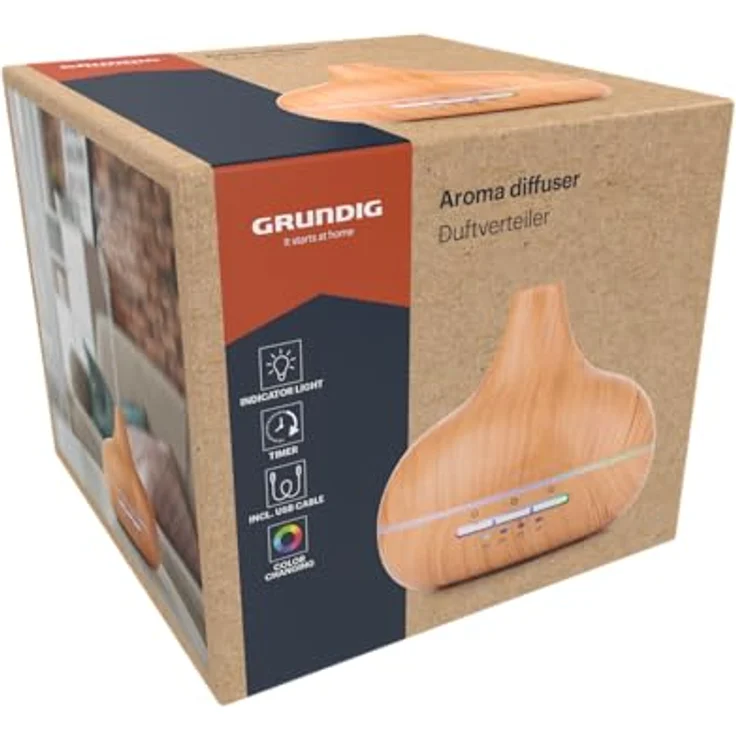 Grundig Aroma Diffuser Luftbefeuchter 300ml - Elektrischer Duftöl Diffuser Ohne Kabel - Braun – Bild 2