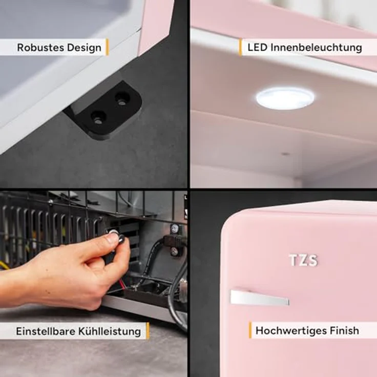 TZS FIRST AUSTRIA Minikühlschrank FA-5172-3-PI, 40L, lautlos, mit LED-Beleuchtung, rosa – Bild 7