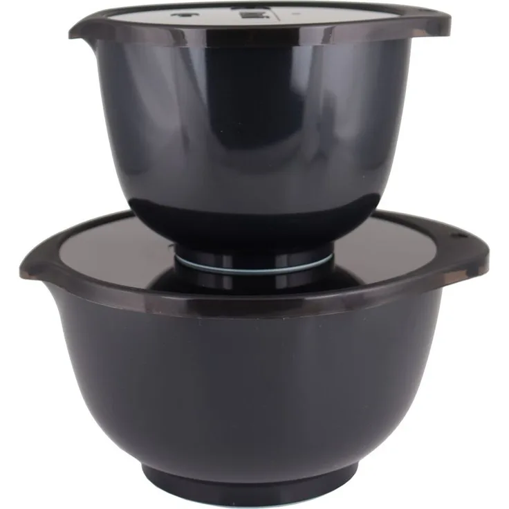 Mepal ROSTI Schüsseln 2-er Set NEW MARGRETHE | Black Edition, Melamin, Anti-Rutsch-Ring, BPA-frei