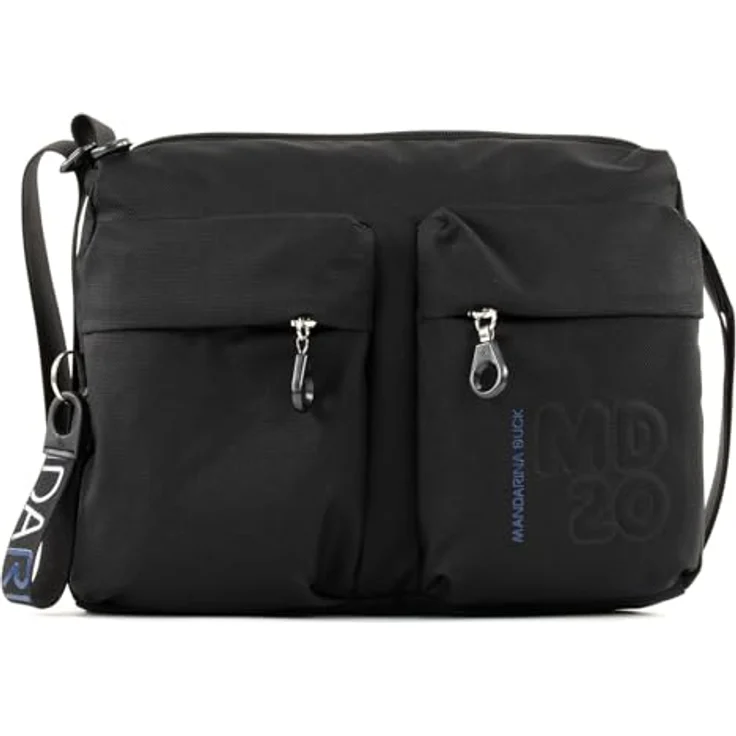Mandarina Duck Umhängetasche MD20 Crossover Zip M, Schwarz, mit vielen Zipperfächern – Bild 1