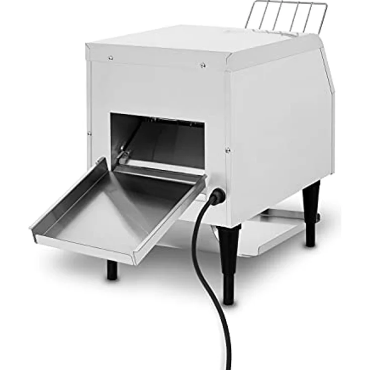vertes Durchlauftoaster Toaster mit Laufband aus Edelstahl (1340W, 230V, Gastro Profi für Toast und Burger Buns, Zugabefach, 2 Ausgabefächer, 7 Geschwindigkeitsstufen, Krümelschublade, 2 Modi) - Gastro Edelstahl Durchlauftoaster, 7 Stufen, Burger Bun & Toast Modi – Bild 3