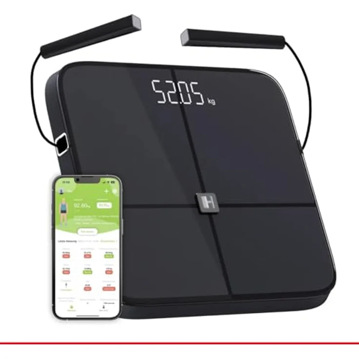 HAMMER Körperanalysewaage Body Screen TX, 8 Sensoren, 15 Messungen, inkl. App, Bluetooth – Bild 1