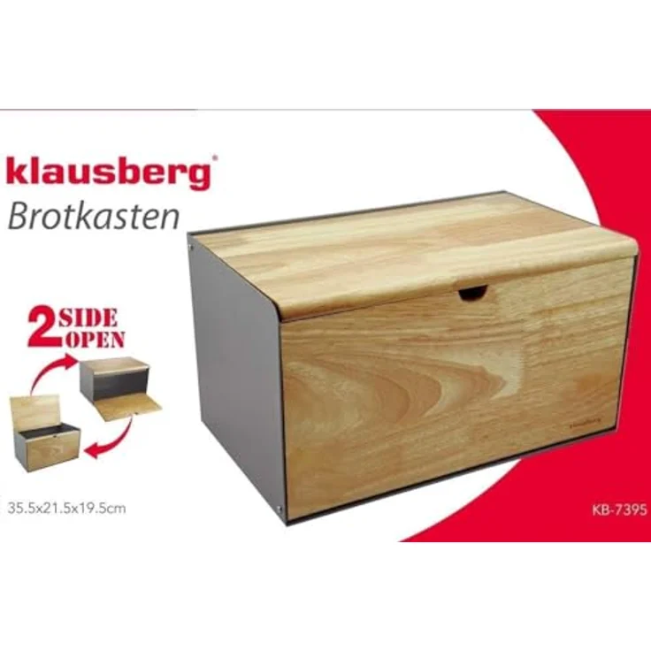 Klausberg wooden and steel bread box (KB-7386), Brotaufbewahrung, Schwarz – Bild 4