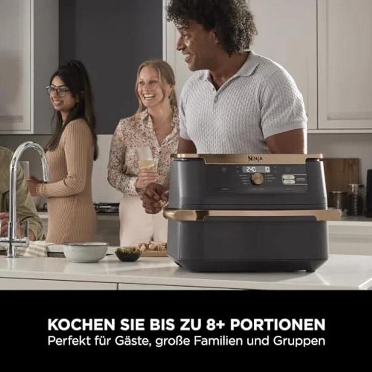 Ninja Foodi FlexDrawer Dual Zone Heißluftfritteuse, Airfryer mit 10,4-Fach und herausnehmbarem Trenner, Antihaftbeschichtung, spülmaschinenfester Korb, 7-in-1, Schwarz & Kupfer, AF500EUCP – Bild 5