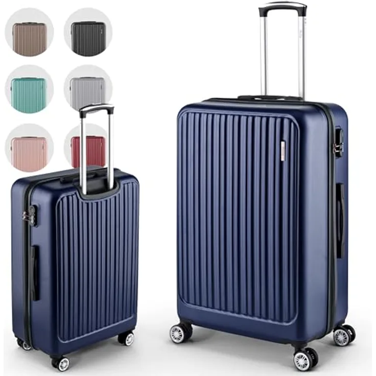 Easy Move ABS Hartschalenkoffer [ERGONOMISCH & SICHER] - Großer Trolley Koffer mit 360° Rädern, Zahlen Schloss - reisekoffer groß, hartschalenkoffer, Luggage (Dark Blue, L)
