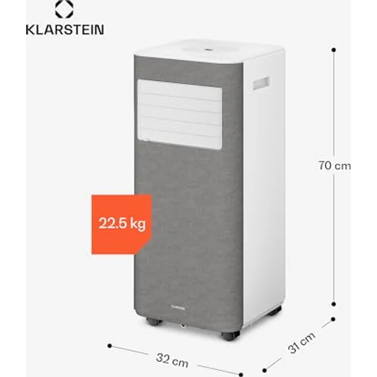Klarstein AireLux Mobile Klimaanlage 9.000 BTU, 3-in-1: Kühlung, Entfeuchter & Ventilator, für Räume bis 33 m², Smart App & Sprachsteuerung, Grau – Bild 7