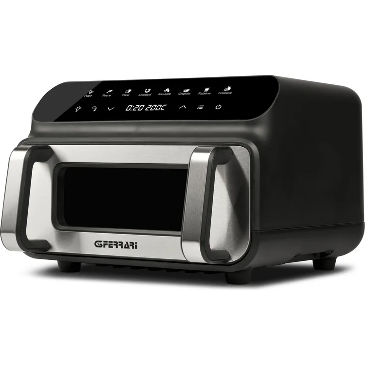 G3Ferrari G10181 Einzelfritteuse 10 l unabhängig 2000 W Schwarz, Edelstahl mit Multifunktionsluftfritteuse und doppelten Heizelementen