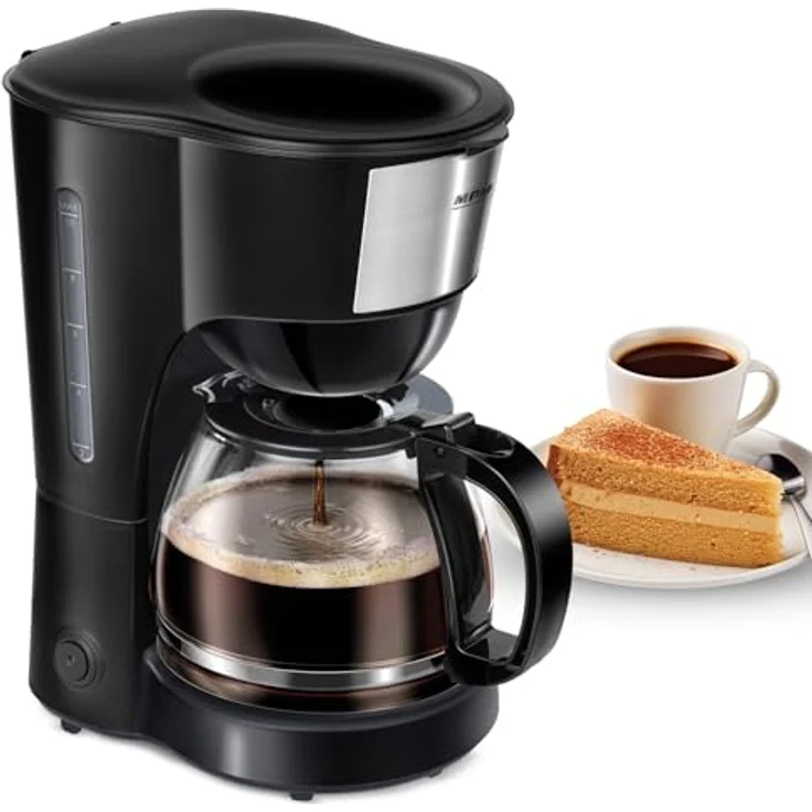 MPM MKW-12 Filterkaffeemaschine, 1,25 Liter mit Tropfstoppsystem und automatischer Abschaltung, schwarz – Bild 1