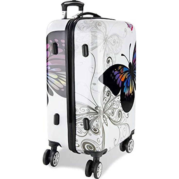 Monzana® Hartschalenkoffer Set Butterfly Basic Reisekoffer Trolley Koffer ABS Zwilllingsrolle Alu-Teleskopgriff Schloss – Bild 5