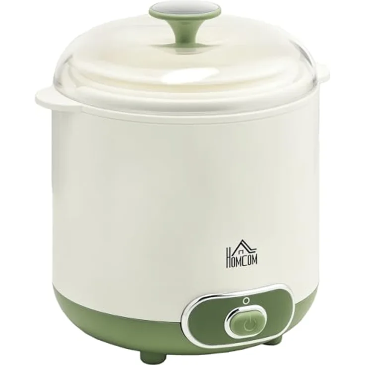 HOMCOM Joghurtbereiter 1,5 L Joghurtmaschine für griechischen Joghurt, inkl. 2 Behälter, Sieb, Weiß