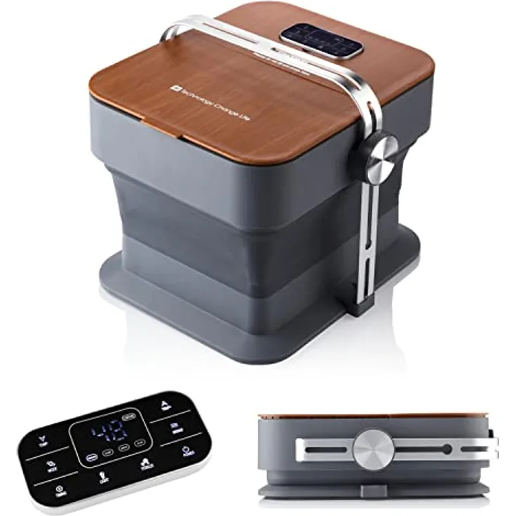 Medivon Aqua Pro Wasser-Fußmassagegerät mit Sprudelmassage, Ozonierungsfunktion, Infrarottherapie und Rollenmassage, platzsparend faltbar - braun