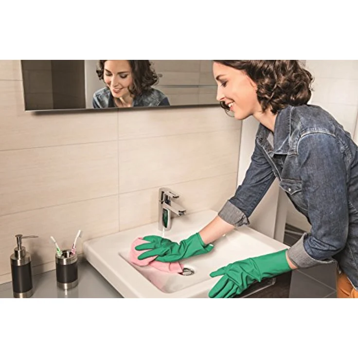 Vileda Dermo Plus-Sanft & Schonend Gummihandschuhe, latexfrei, idealer Tragekomfort, Größe L, 1 Paar – Bild 4