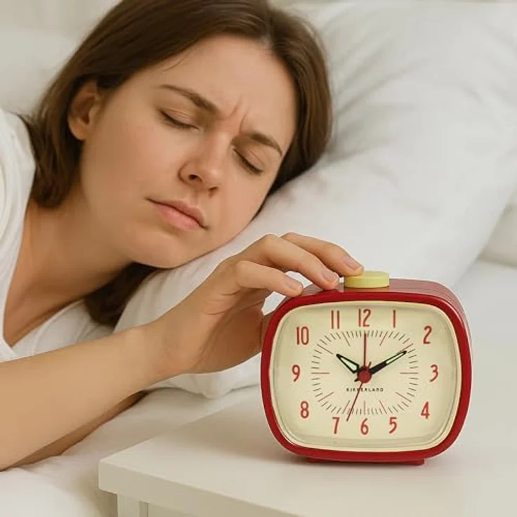 Kikkerland KKAC08-R-EU Retro-Wecker, Vintage Alarm Clock mit leuchtenden Zeigern, rot – Bild 5