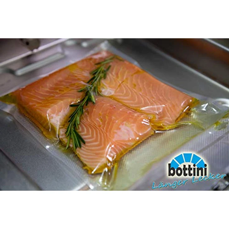 4 x BOTTINI Vakuumrollen goffriert mit Struktur 28 x 600 cm Sous Vide, Folien in Profiqualität mit Siegelrand und Struktur Vakuumbeutel für alle Vakuumierer – Bild 5