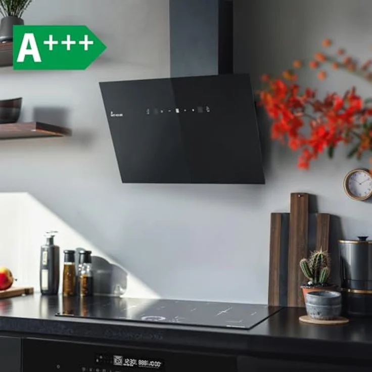 KKT KOLBE TRIO6025S Dunstabzugshaube 60cm, Kopffrei, Umluft/Abluft, 782cbm/h, Schwarz mit Gestensteuerung und LED-Beleuchtung – Bild 2