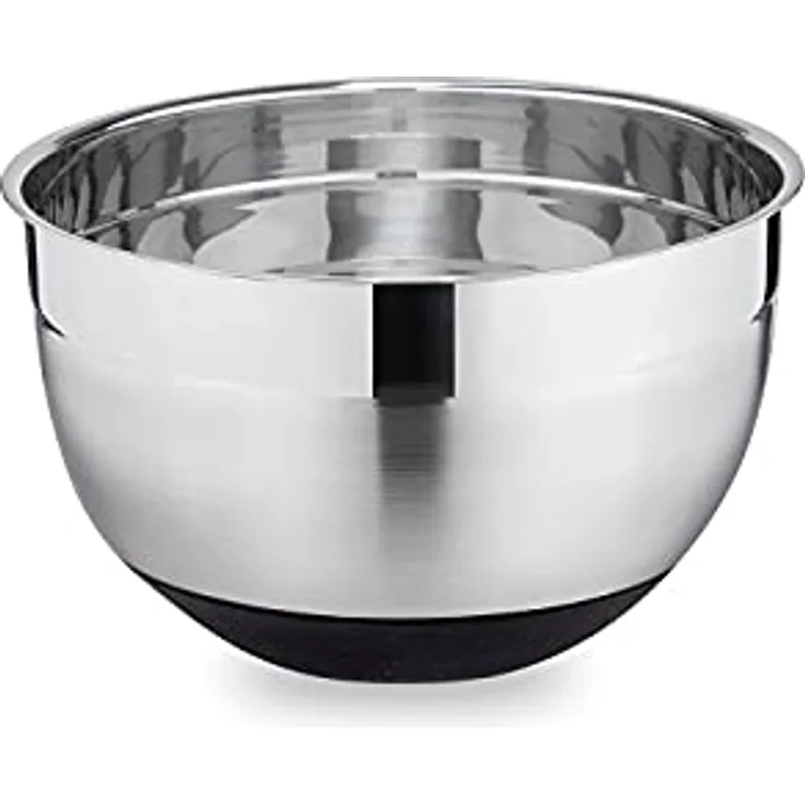 Weis 11070 Schüssel 3L, Edelstahl, Silber - Robuste Edelstahlschüssel mit rutschfestem Silikonboden