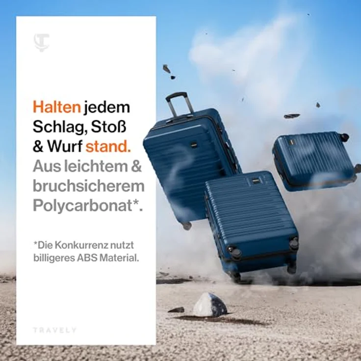Travely Premium Koffer Set: 28", 24" & Handgepäck Koffer - Robuste Reisekoffer mit TSA Schloss, mehr als 250L Volumen, sanfte Rollen – Bild 2