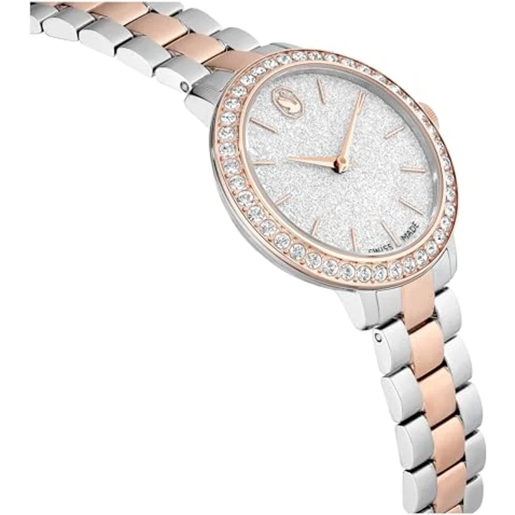 Swarovski Matrix 3-link Uhr, Analoge Damenuhr mit Roségold-Legierung, Pavé-Lünette mit 42 Kristallen, Armbandlänge 12.5-19 cm, Armbandbreite 1.2 cm – Bild 5