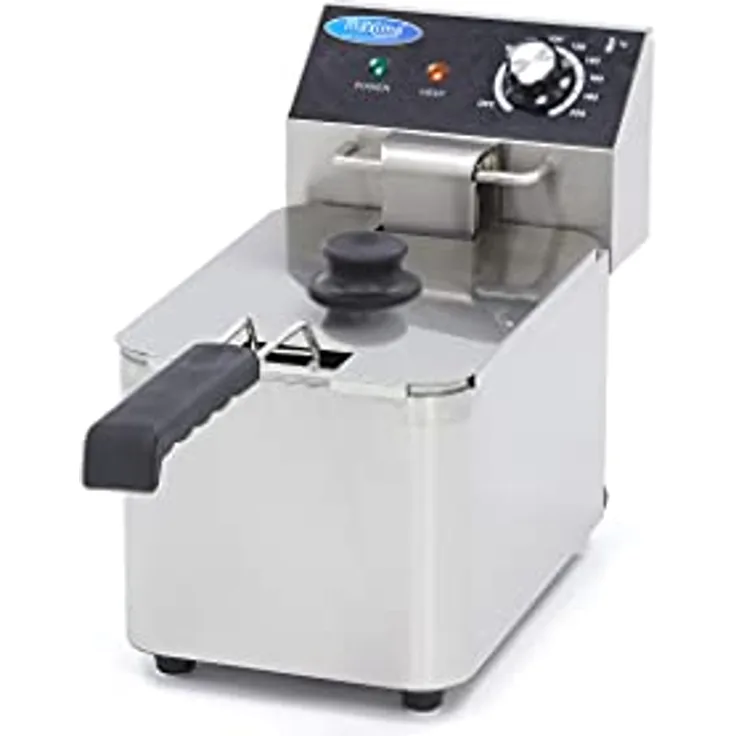 Maxima Gastro Fritteuse 4 l, 1 Korb für bis zu 0,8 kg Pommes Frites, mit Thermostat und hitzebeständigen Griffen in Orange