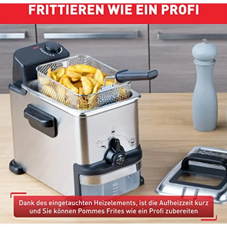 Tefal FR701616 Deep Fryer Oleoclean Compact Fritteuse, 2 Liter, mit Öl, silber, schwarz – Bild 2
