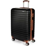 BRUBAKER Hartschalen Koffer Paris - Rollkoffer XL mit Zahlenschloss, 4 Rollen und 360°-Rollen - Schwarz und Hellbraun