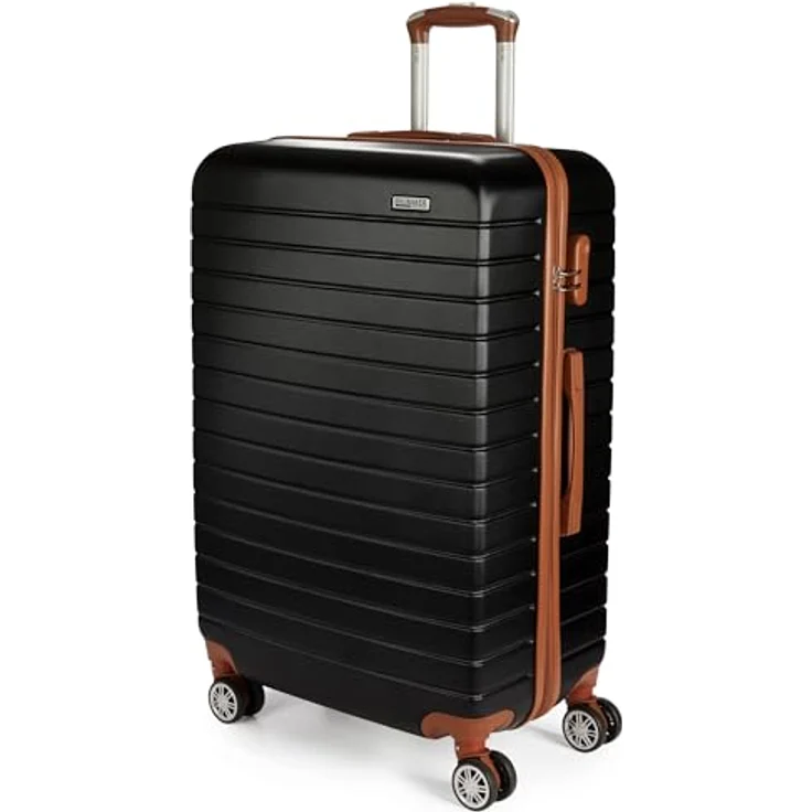 BRUBAKER Hartschalen Koffer Paris - Rollkoffer XL mit Zahlenschloss, 4 Rollen und 360°-Rollen - Schwarz und Hellbraun – Bild 1