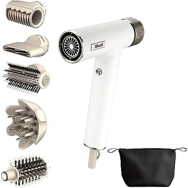 Shark SpeedStyle Haartrockner & RapidGloss Finisher mit Aufbewahrungstasche, 5 Styler, Für Alle Haartypen, Schnelltrocknend, Glättet Fliegende Haare, Keine Hitzeschäden, Ionisch, Seide, HD352EU – Bild 1