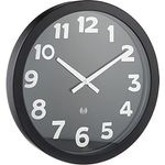 TFA Dostmann XL Funk-Wanduhr analog, 60.3506, mit Metallrahmen, groß, modern, gut ablesbar, schwarz, Metall, Glas, Schwarzweiß, (L) 400 x (B) 48 x (H) 400 mm