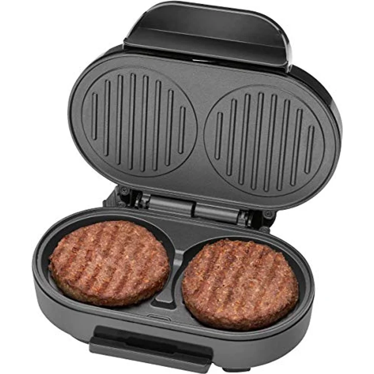 Clatronic HBM 3696 Hamburger-Grill, 2 große Grillflächen, 2 Kontrollleuchten, herausnehmbarer Fettauffangbehälter – Bild 2