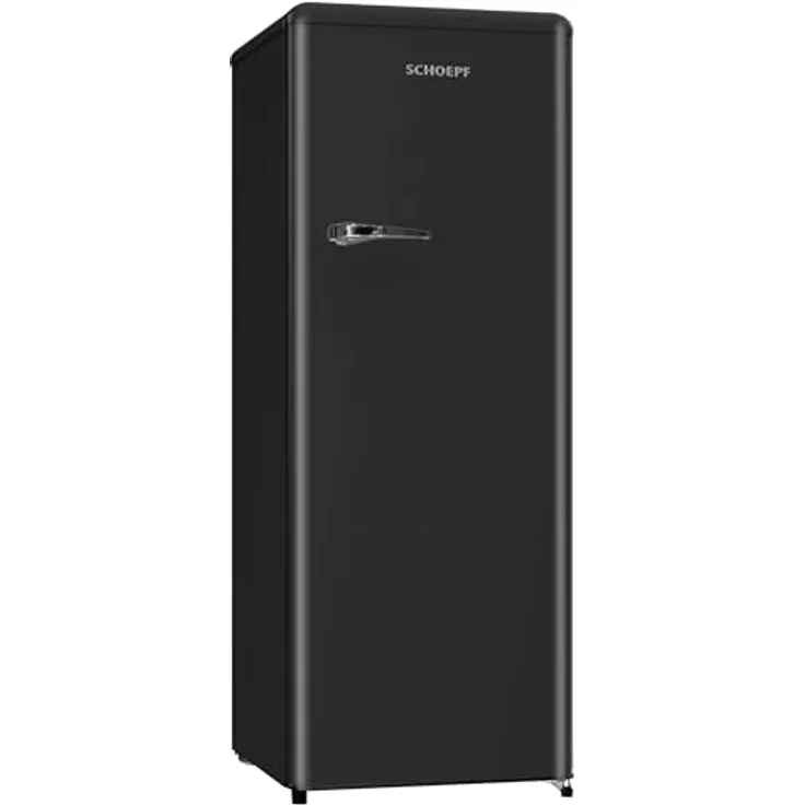 SCHOEPF RKS245DB, Retro Vollraumkühlschrank im Vintage Style, Schwarz matt, 238 Liter Nutzinhalt, Energieeffizienzklasse D – Bild 1