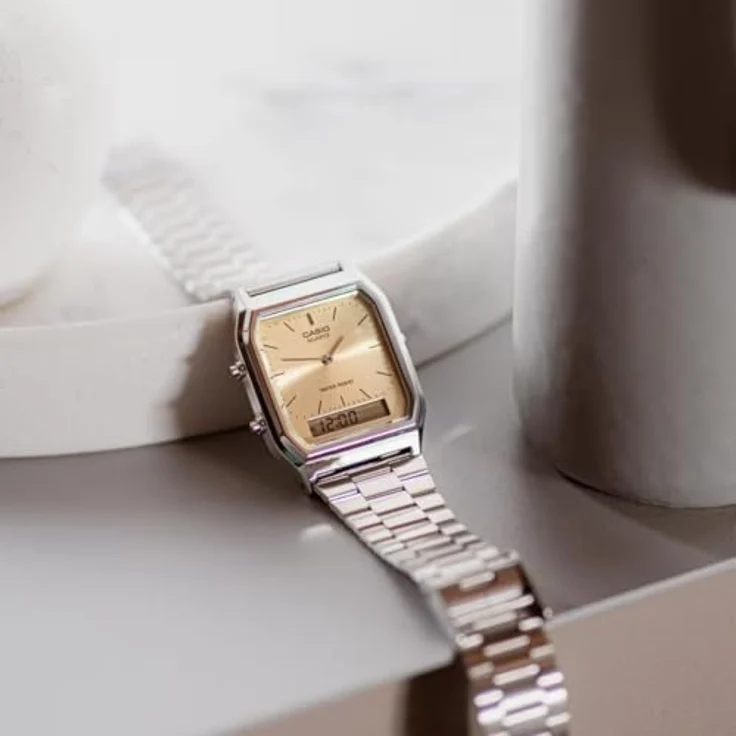Casio Watch AQ-230A-4AMQYES, Analog-Digital Uhr in Bronze mit Sonnenschliff-Zifferblatt – Bild 5