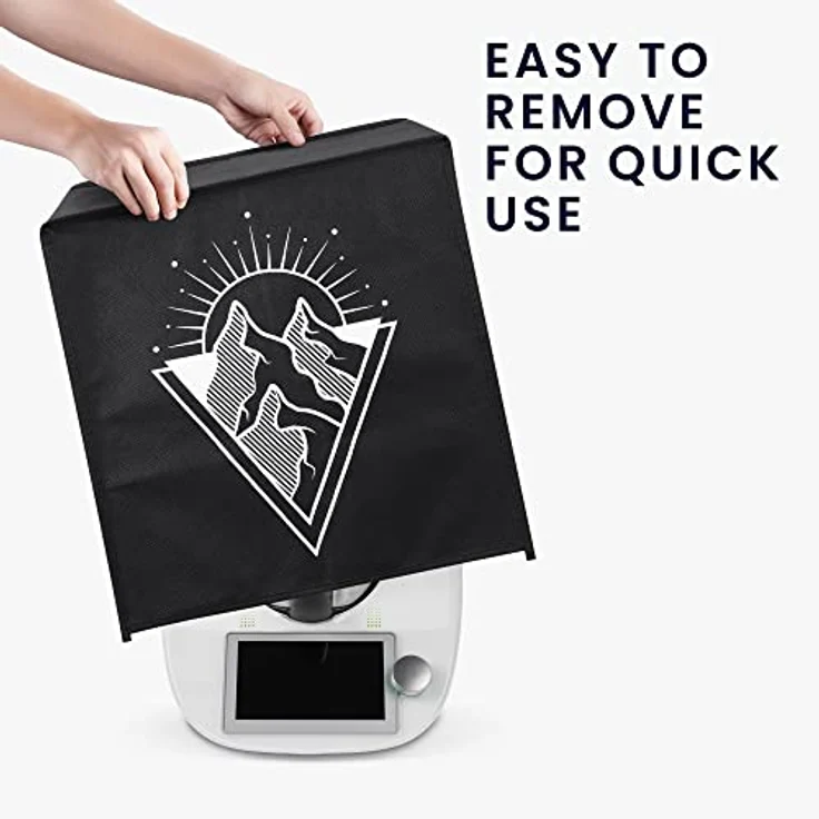 kwmobile Abdeckhaube für Thermomix TM5/TM6 - Staubhülle aus robustem Polypropylen mit minimalistischem Gebirgsdesign in Weiß Schwarz – Bild 3