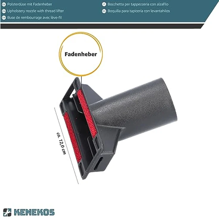 Kenekos Düsenset 32/35 mm, Universal 3-teilig mit 3 Adaptern, inkl. Möbelpinsel, Polsterdüse und Fugendüse, schwarz, kompatibel mit Miele, AEG, Siemens, Bosch, Kärcher, Rowenta, Samsung etc. – Bild 5