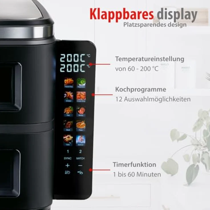 Alpina Doppel-Heißluftfritteuse, Ölfreies Kochen für gesunde Mahlzeiten – Bild 4