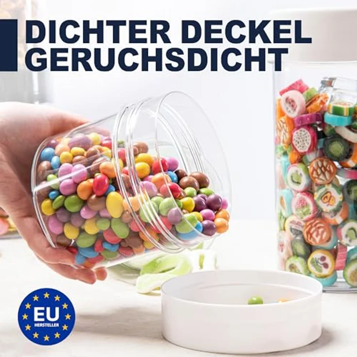 KONZEPT Vorratsdosen Set, 6er Pack luftdichte Behälter mit 1800 ml Fassungsvermögen für Müsli, Mehl und mehr, Schraubverschluss in Weiß – Bild 4
