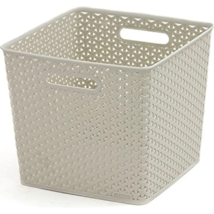 Curver My Style XL Dekorativer Korb, 25 L, Polypropylen, Creme, 32.5 x 32.5 x 28.0 cm