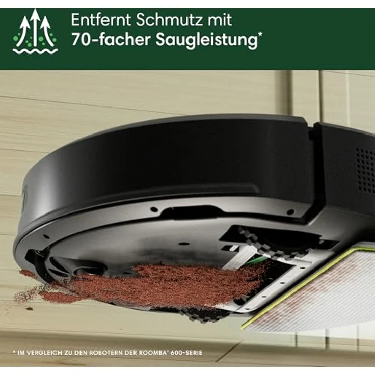 iRobot Roomba 105 Combo - Saugen + Wischen - Clearview LiDAR - 7000Pa - 120 mins - SmartScrub - Umfährt Hinderniss - Reinigungszonen - Aufladen und Fortfahren - App - Schwarz – Bild 4