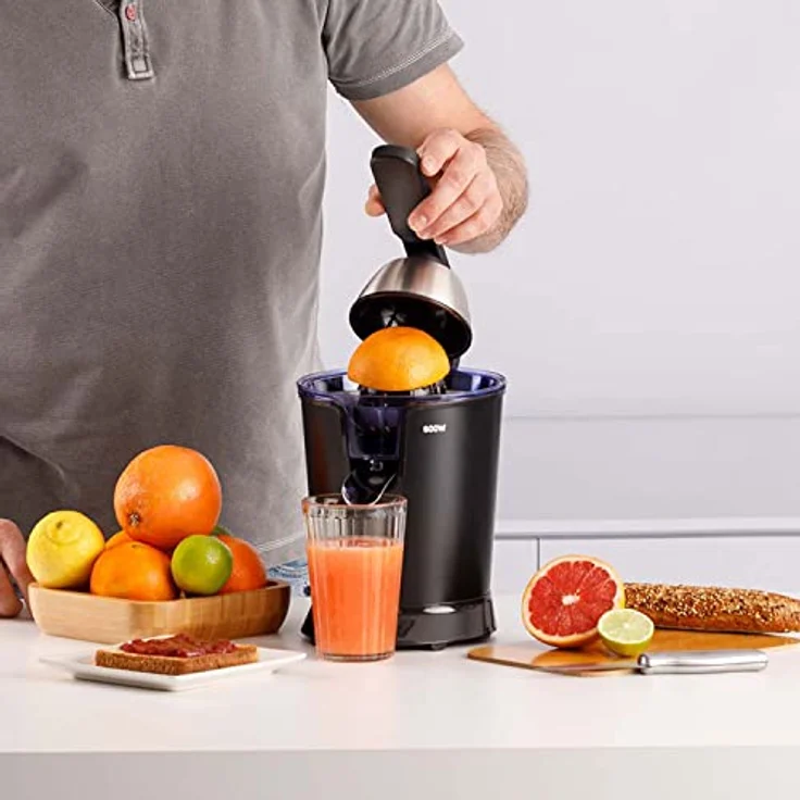 Taurus Amazing SQ601X - Elektrische Hebelpresse 600W, professioneller AC-Motor, 0,65L Behälter, 2 Kegel für alle Zitrusfrüchte – Bild 4