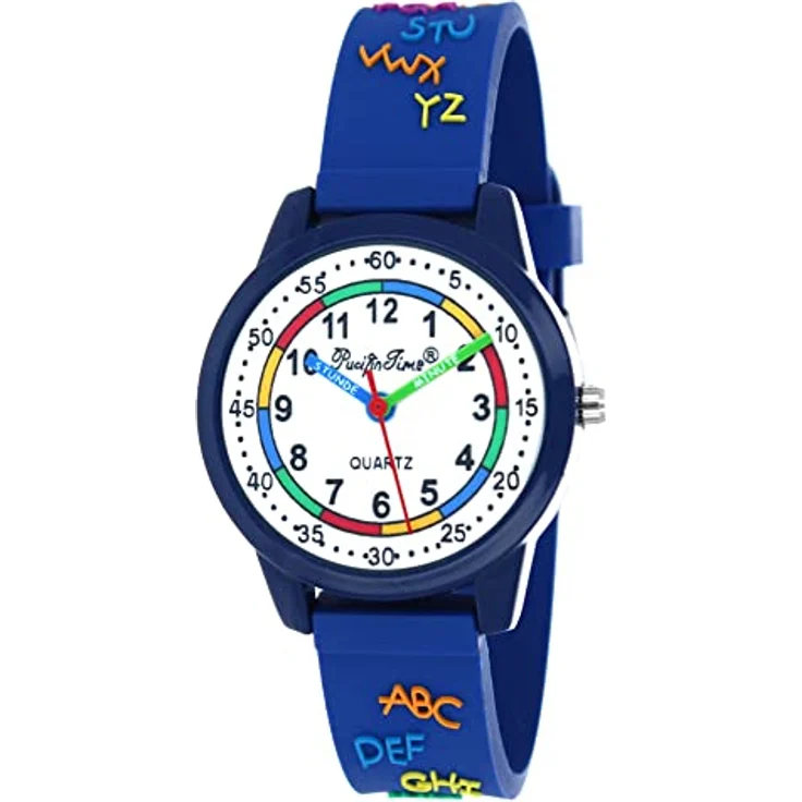 Pacific Time Kinder Armbanduhr Lernuhr ABC in 3D Silikonarmband blau Analog Quarz 20650 – Bild 1