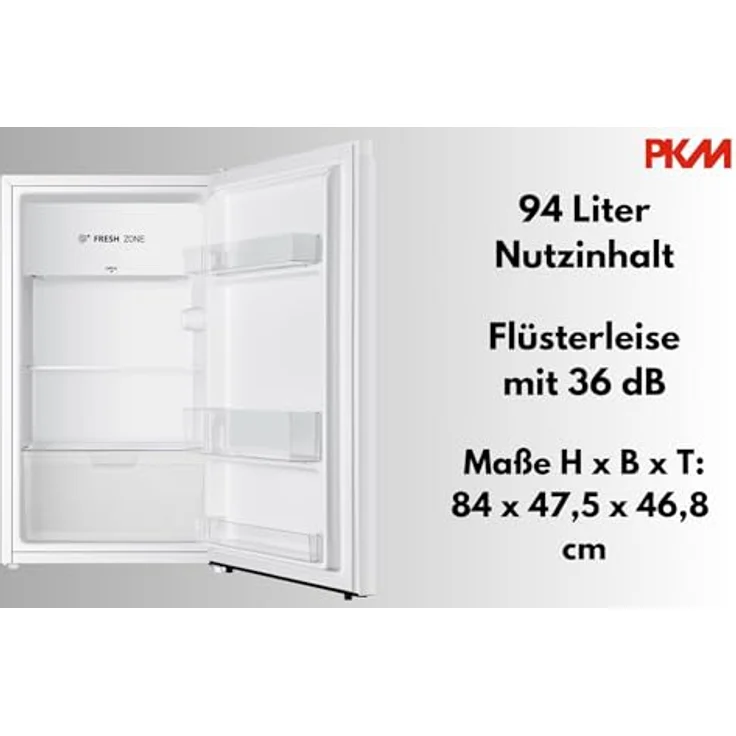 PKM KS93E Vollraumkühlschrank, 92 Liter, Weiß, 2 Liter Flaschenfach, Leise mit 36 dB – Bild 6