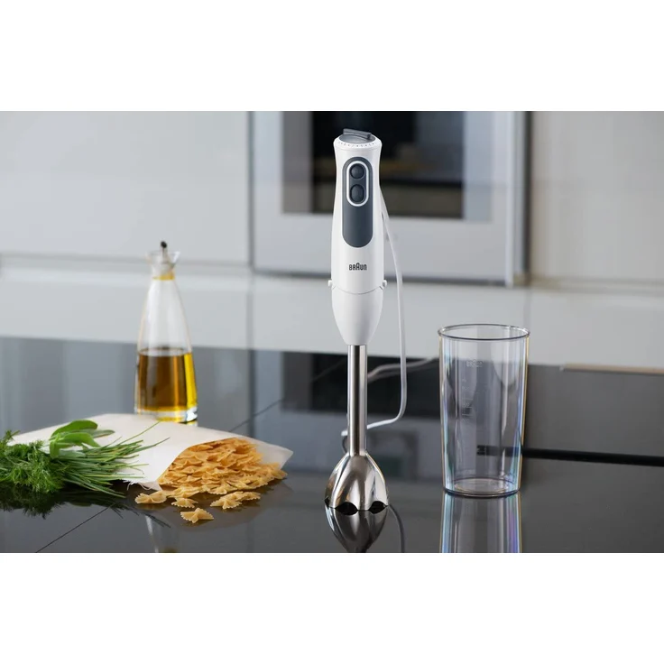 Braun MultiQuick 3 MQ 3100 Stabmixer, 750 W, 1 l Geschwindigkeiten und ein Turbo, POWERBell Plus, SPLASHControl, EasyClick, Kunststoff, weiß-grau – Bild 2