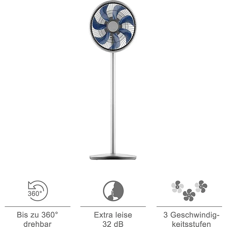 BECOOL BC31ST2005SSF Standventilator, 20 Watt, 3 Leistungsstufen, chrom – Bild 3