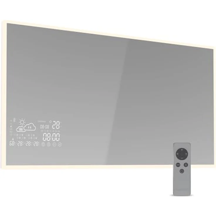 blumfeldt Infrarotheizung ReflectiHeat, elektrische Heizkörper mit Smart Mirror, 600 W, App-Steuerung, Timer, IP44 – Bild 1
